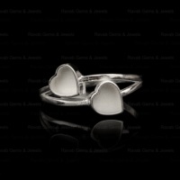 Hochwertiger 925er Sterlingsilber, versilberter 5mm Doppelherz-Halbfassungsring mit leerer Lünettenfassung für Edelstein-, Harz- oder Ascheschmuck