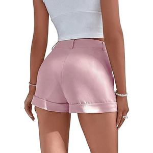 Short d'été de couleur rose 100% Polyester Sublimation Shorts pour femmes Jogger Gym Workout femmes Shorts en maille cuir OEM personnalisé blanc - Product Image 2