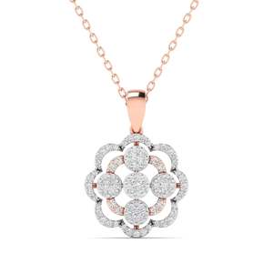 Colgante de diamante redondo con flor dorada de San Valentín, 0.50 ct, color E-F, VVS-VS, diamante cultivado en laboratorio en oro de 14K, regalo romántico para ella - Product Image 3