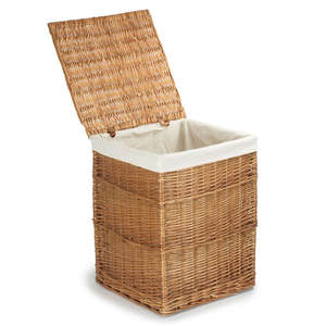 Trắng Lót Ánh Sáng Hấp Vuông Wicker Giặt Giỏ Đôi Lưu Trữ Cho Nhà Bếp Phòng Tắm Phòng Khách Vải Nhựa Kim Loại - Product Image 5