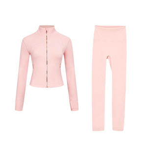 Logotipo personalizado Niños Unisex Transpirable Ropa deportiva Traje de manga larga Cremallera con cordón Chaqueta Pantalones de cintura alta Gimnasio Fitness Invierno - Product Image 2