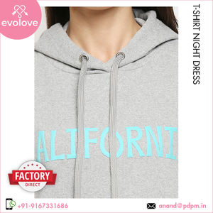 Fabricante de 100% algodón hecho de punto ropa de dormir camisón corto personalizable corto largo Polo con capucha camiseta vestido de noche - Product Image 5