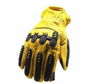 Gants de mécanicien en cuir en gros, anti-vibration, anti-impact, résistants à la coupure (5), avec poignet réglable, 11 oz, gants de sécurité - Product Image 2