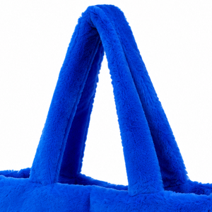 Bolso Tote Azul de Felpa Suave, Bolso de Hombro de Piel Sintética, Gran Capacidad, Bolso de Compras Casual con Asa Doble Cómoda - Product Image 4