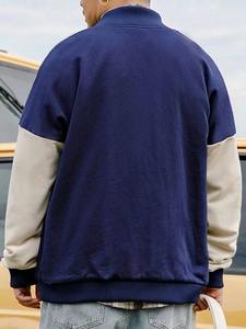 <b>Men's</b> Autumn Winter Casual Canvas Varsity <b>Jacket</b> Wholesale Streetwear Stand Collar Windbreaker OEM Manufacturer - Product Image 2