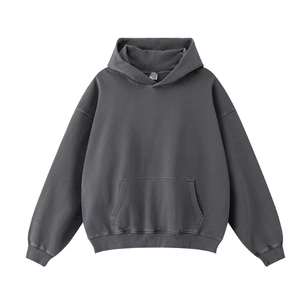 Sudadera con capucha extragrande de algodón grueso, estilo streetwear, suave, lisa, para jogging, de fabricante de ropa holgada. - Product Image 4