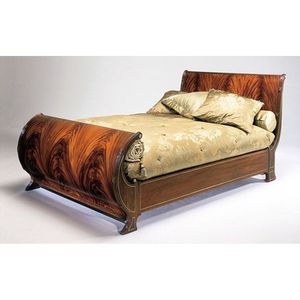Solid Mahogany Wood Classic <b>Bed</b> with Gold Accent Hand Carved Traditional Design <b>Queen</b>/King/California King <b>Sizes</b> Customizable - Product Image 1
