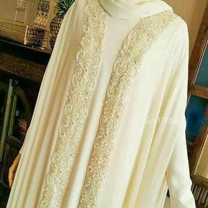 Casual Ethnic Modest Hand Embroidered Rayon Abayas for <b>Women</b> XXL Size Hooded <b>Kimono</b> With Button Design-- - Product Image 1