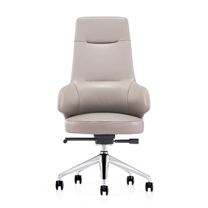 Chaise de bureau de direction de luxe ergonomique en cuir PU, pivotante, avec base en acier robuste et roulettes, pour conférence - Product Image 3