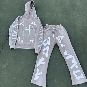 Custom Men's Vintage Acid Wash Jogger Set Oversized <b>Tracksuit</b> for Puff Print Logo Fashionable Embroidered 100% Cotton <b>Plain</b> Dyed - Product Image 4