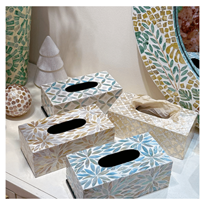 Boîte à mouchoirs en bois de nacre, bois naturel avec incrustation de nacre pour porte-mouchoirs, décoration de salon, origine Vietnam - Product Image 5