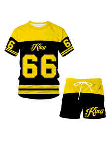 Mode 3D imprimé pull décontracté T sweat à manches courtes Shorts t-shirt ensemble tricoté en plein air vêtements d'été respirant caractéristiques - Product Image 2