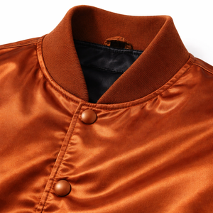 Chaqueta Satinada de Moda, Estilo Casual, Color Marrón, Lisa, Personalizable, Estilo Béisbol, del Mejor Fabricante - Product Image 4