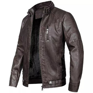 Trendy Soft <b>Men</b> Leather <b>Jacket</b> Daily Comfortable Durable Stylish Fashion Use Lightweight Waterproof Front Logo - Product Image 1