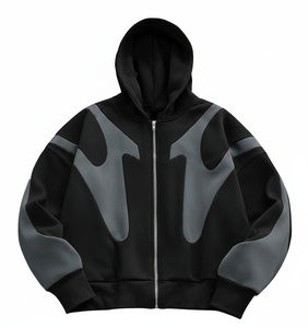 เสื้อฮู้ดดี้พิมพ์ลายพัฟฟ์ทรงโอเวอร์ไซส์แบบซิป ผ้าฝ้าย 100% หนัก 450gsm ผ้าฟลีซ สไตล์วินเทจ Y2K สตรีทแวร์ - Product Image 1