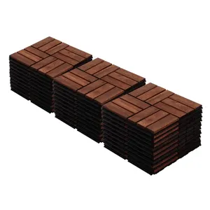 Azulejos de cubierta entrelazados de madera de Acacia de diseño moderno Pisos de exterior de madera dura de teca Lisa para almacén interior a prueba de agua - Product Image 1