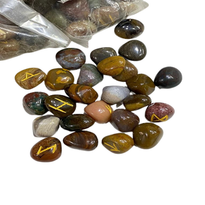 Conjunto de Runas de jaspe elegante de cristal Natural de grado AAA al por mayor, conjunto de piedras preciosas de ágata más vendido, estilo Feng Shui, conjunto de Reiki tallado para vacaciones - Product Image 2