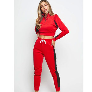 Ensemble 2 pièces à manches longues en coton épais personnalisé pour femmes, coupe surdimensionnée, style streetwear à la mode. - Product Image 1