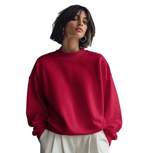 Sweat-shirt à col montant uni pour femme, coupe ample, en molleton doux de coton, séchage rapide, respirant, chaud, décontracté, pour tous les jours - Product Image 1