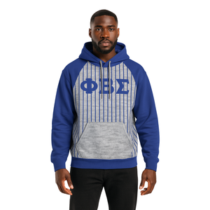 Phi Beta Sigma Grey Body blu Raglan Pullover con cappuccio greco confraternita abbigliamento personalizzato Divine Nine HBCU - Product Image 1