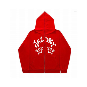 Sudadera con capucha unisex de algodón 100% personalizada con cremallera completa, forro polar grueso para invierno, de alta calidad, con estampado digital de diamantes de imitación en toda la superficie, de secado rápido. - Product Image 1