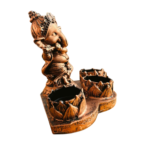 Statue de Ganesh Ji en résine peinte à la main, artisanale, tendance, décoration religieuse traditionnelle pour la maison, décoration de mariage, debout, avec flûte - Product Image 3