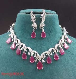 Élégant classique AD larme pierre collier boucle d'oreille ensemble laiton pour les mariages des femmes fêtes événements spéciaux tenues traditionnelles - Product Image 4