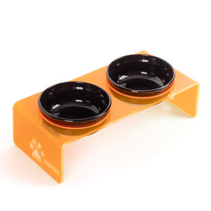 Double Bowl Acrylic Portable Waterproof Large Capacity Pet Feeding Station for <b>Cats</b> Dogs Small Animals Multi-Color Indoor - Product Image 2