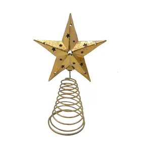 Handmade Decorative Iron Star W/Spring Stand Gold Foil for Usage Christmas Decoration Customized Handmade Wholesale in bulk