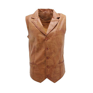 Produit le plus vendu Gilet en cuir PU pour hommes dans un style différent pour les hommes Gilet en cuir de couleur unie pour l'extérieur - Product Image 1
