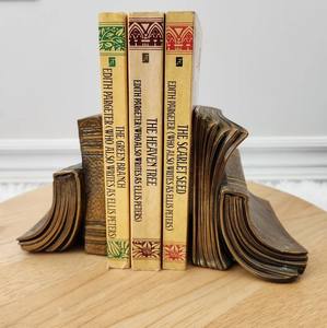 Par de sujetalibros de latón, sujetalibros de libros apilados de latón pesado - Product Image 2