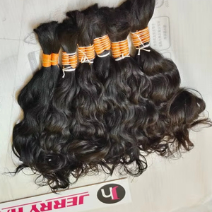 Extensiones de Cabello Natural Virgen de Alta Calidad, Cabello Remy del Sur de la India, Color Negro Templo, Doble Trama a Máquina, 100g, Estilo Ondulado al Agua - Product Image 1