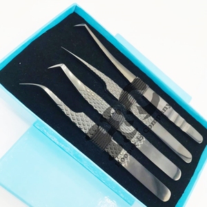 Ensemble de pinces à cils en acier inoxydable de haute qualité étui noir lisse Logo durable pointe pointue Extension de cils pince à épiler vison - Product Image 3