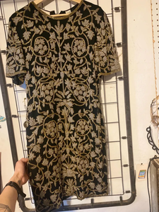 เสื้อคอตต้อนตาข่ายผ้าซาตินแบบสั้นงานตัดเย็บด้วยคริสตัลประดับด้วยลูกปัดยาวโปร่งแห้งเร็วระบายอากาศได้ดี - Product Image 3