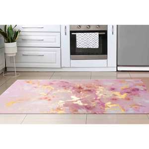 พรมหินอ่อนสีชมพู-พรมพิมพ์ลายหินอ่อนสีชมพูและสีทองพรมกำมะหยี่ - Product Image 2