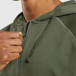 Sudadera con capucha de algodón 400 Gsm de peso pesado para hombre con cremallera de alta calidad y técnicas de cuentas Logotipo de impresión de soplo personalizado para invierno - Product Image 3