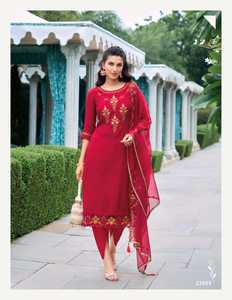 Nuevo 2024 último traje de diseñador moderno pantalón Kurti de seda viscosa y Dupatta con bordado y fabricación de trabajo manual de la India - Product Image 2