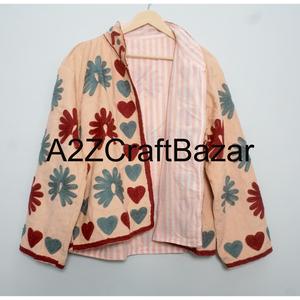 Chaqueta Cotrise A2ZCraftBazar, Bordado Vintage, Cuello Mao, Corte Regular, Transpirable, Ecológica, Secado Rápido, Algodón de Otoño - Product Image 4
