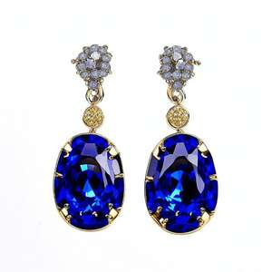 925 boucles d'oreilles en argent Sterling pour femmes bleu foncé Zircon cubique larmes usine en gros bijoux de mode pour les filles - Product Image 3