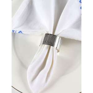 Rond de serviette en acier inoxydable fait à la main, design moderne et fini miroir pour la décoration de table - Product Image 1