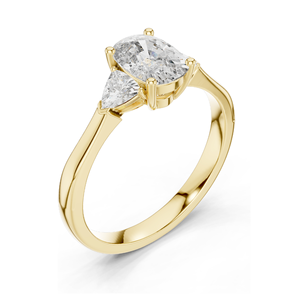 Anillo de Tres Piedras con Diamante Cultivado en Laboratorio de 1.3 CT para Mujer, Claridad VVS-VS EF, Oro de 18KT, 14KT, 10KT y Plata 925, Oro Rosa, Amarillo - Product Image 5