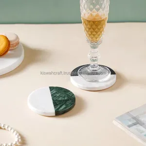 Simple & Trendy Custom Round Wooden & <b>Marble</b> Coaster & Eco-Friendly Durable Mats & Pads - Product Image 1