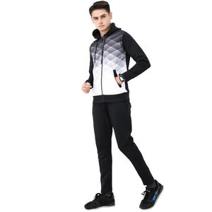 ชุดวิ่งมีฮู้ดสำหรับผู้ชายชุดกีฬาแขนเต็มพิมพ์ลายเรขาคณิตไล่ระดับสีชุดวิ่งสำหรับออกกำลังกายและวิ่ง - Product Image 1