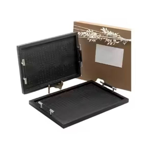 Juego de 2 bandejas de madera con asas de cuerda Diseño admirable Bandejas para servir postres de comida de madera para accesorios de utensilios de cocina - Product Image 6