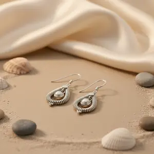 Boucles d'oreilles en argent 925 avec perle en forme de larme pour femmes, accessoire de tous les jours - Product Image 2