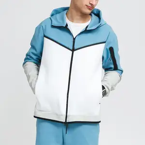 high quality zip up hoodie sweatshirts custom 500 gsm mens tech fleece cotton patchwork oversized hoodies for men