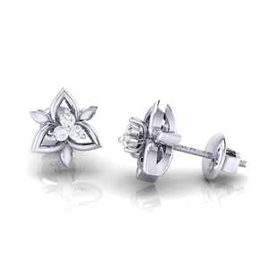 ต่างหูเพชรแท้ลายดอกไม้0.07ct ได้รับการรับรองน้ำหนักรวม6กะรัต14kt/18Kt บริสุทธิ์ - Product Image 2