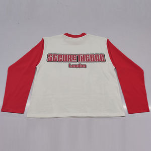 T-shirts en coton à manches longues et col rond, personnalisés avec logo, sérigraphiés, épais, surdimensionnés, style patchwork, vente en gros - Product Image 1