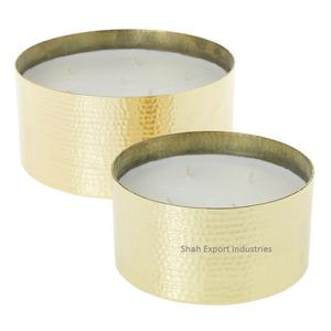 Pot de bougie en métal martelé en forme ronde finie en or pour la maison et les lumières de Noël pot de bougie de décoration de table - Product Image 6