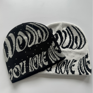 Elegante Gorro con purpurina de diamantes de imitación, gorro de punto cálido con efecto brillante, gorro de calavera de invierno para mujer para un aspecto de ropa de calle de moda - Product Image 1